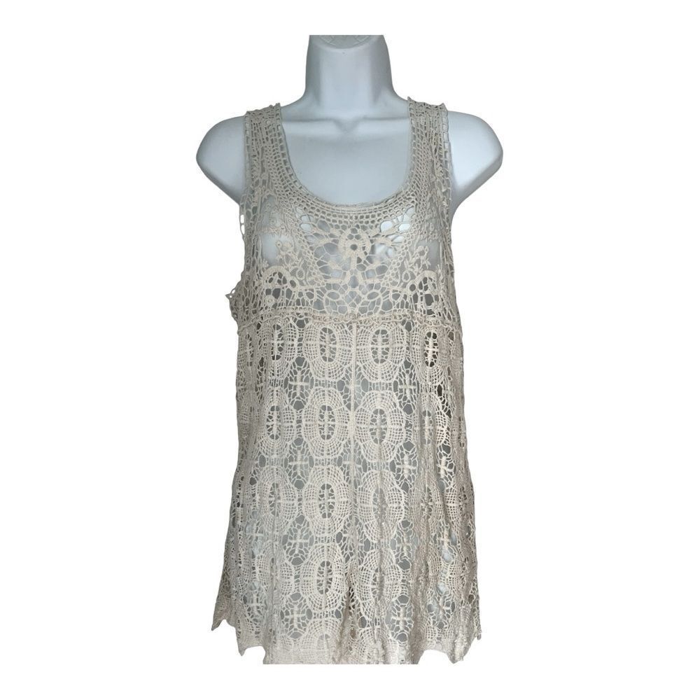 Pins & Needles Urban Outfitters Ivory Feminine Crochet Romantic Top Blouse M